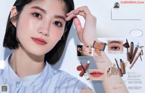 a magazine page with a picture of a woman's face and makeup