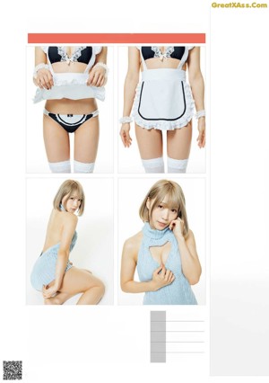A collage of photos of a woman in lingerie and stockings.