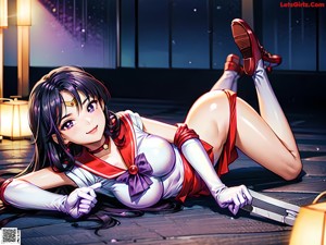 A girl in a sailor outfit posing for a picture.