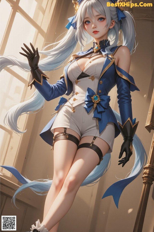 Hentai - Luminous Charm of the Aquatic Enchantress Set.2 20250126 Part 7 No.d4cc47 A woman in a blue and white outfit is posing for a picture.